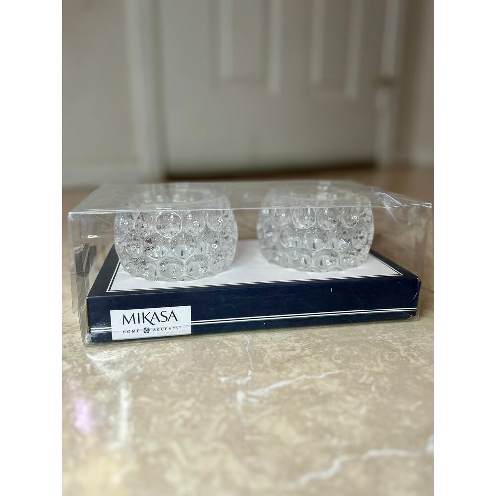 Mikasa Bubble Glass Tealight Holders (set of 2) (NWT)